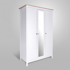 2.08.01.040.14 САГА шкаф 3 двери с зеркалом белый/ясень в Игриме - igrim.ok-mebel.com | фото