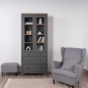 2.08.07.130.15 САГА шкаф с витриной 90 серый/ясень RU в Игриме - igrim.ok-mebel.com | фото 3