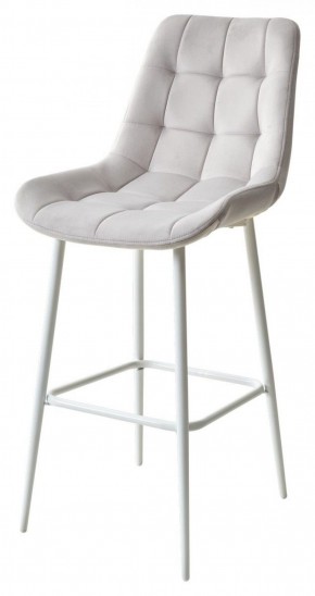 Барный стул ХОФМАН, цвет H-09 Светло-серый, велюр / белый каркас М-City в Игриме - igrim.ok-mebel.com | фото