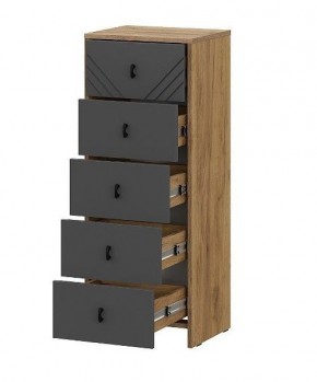 БАЙКАЛ Комод (5 ящиков) Графит/Дуб золотой в Игриме - igrim.ok-mebel.com | фото 2