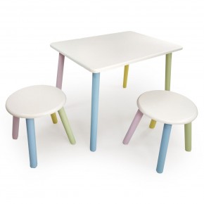 Детский комплект стол и два табурета круглых  (Белый, Белый, Цветной) в Игриме - igrim.ok-mebel.com | фото