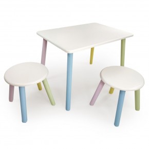 Детский комплект стол и два табурета круглых с накладкой Алфавит (Белый, Белый, Цветной) в Игриме - igrim.ok-mebel.com | фото
