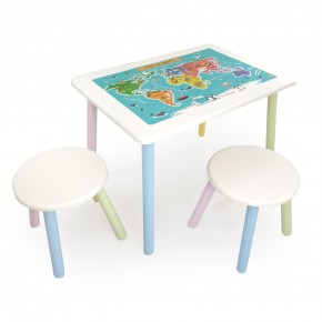 Детский комплект стол и два табурета круглых с накладкой Детский мир (Белый, Белый, Цветной) в Игриме - igrim.ok-mebel.com | фото