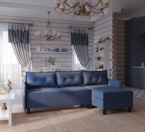 Диван-кровать угловой Киркас синий, ткань рогожка в Игриме - igrim.ok-mebel.com | фото 2