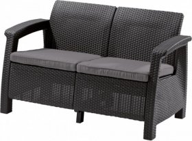 Диван пластиковый Корфу (Corfu love seat) графит в Игриме - igrim.ok-mebel.com | фото