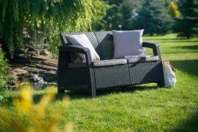 Диван пластиковый Корфу (Corfu love seat) графит в Игриме - igrim.ok-mebel.com | фото 2