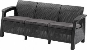 Диван пластиковый Корфу Макс (Corfu love seat max) графит в Игриме - igrim.ok-mebel.com | фото