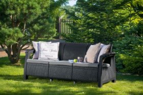 Диван пластиковый Корфу Макс (Corfu love seat max) графит в Игриме - igrim.ok-mebel.com | фото 2