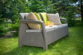 Диван пластиковый Корфу Макс (Corfu love seat max) капучино - песок в Игриме - igrim.ok-mebel.com | фото 3