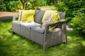 Диван пластиковый Корфу Макс (Corfu love seat max) капучино - песок в Игриме - igrim.ok-mebel.com | фото 4