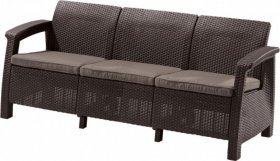 Диван пластиковый Корфу Макс (Corfu love seat max) коричневый в Игриме - igrim.ok-mebel.com | фото