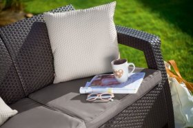 Диван пластиковый Корфу Макс (Corfu love seat max) коричневый в Игриме - igrim.ok-mebel.com | фото 3