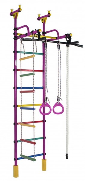 ДСК Жирафик цв.фиолетовый радуга: турник, кольца, канат, верёвочная лестница в Игриме - igrim.ok-mebel.com | фото