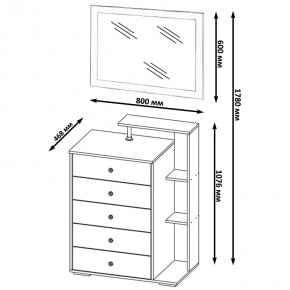 Камелия Комод + Зеркало, цвет дуб сонома, ШхГхВ 80х46,8х178 см., НЕ универсальная сборка в Игриме - igrim.ok-mebel.com | фото 4