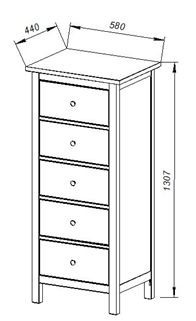 Комод 05 Кантри белый с пятью ящиками в Игриме - igrim.ok-mebel.com | фото 3