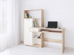 Компьютерный стол Квартет-8 дуб сонома/белый в Игриме - igrim.ok-mebel.com | фото