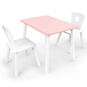 Комплект детской мебели стол и два стула Корона  (Розовый/Белый/Белый) в Игриме - igrim.ok-mebel.com | фото