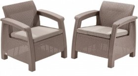 Комплект кресел Корфу Дуо (Corfu Duo set) капучино - песок в Игриме - igrim.ok-mebel.com | фото