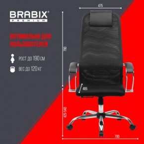 Кресло BRABIX PREMIUM "Ultimate EX-800" хром, плотная двойная сетка Х2, черное, 532911 в Игриме - igrim.ok-mebel.com | фото 6