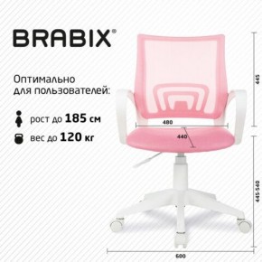 Кресло BRABIX "Fly MG-396W", с подлокотниками, пластик белый, сетка, розовое, 533008 в Игриме - igrim.ok-mebel.com | фото 5