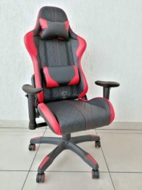 Кресло геймерское Barneo K-52 (черная экокожа красные вставки) в Игриме - igrim.ok-mebel.com | фото