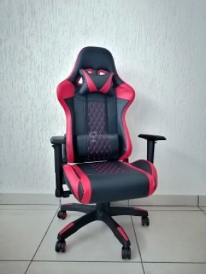 Кресло геймерское Barneo K-53 (черная экокожа красные вставки) в Игриме - igrim.ok-mebel.com | фото