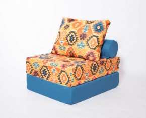 Кресло-кровать-пуф бескаркасное Прайм (мехико желтый-морская волна) в Игриме - igrim.ok-mebel.com | фото