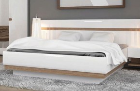Кровать 140/TYP 91-01 с подъемником, LINATE ,цвет белый/сонома трюфель в Игриме - igrim.ok-mebel.com | фото