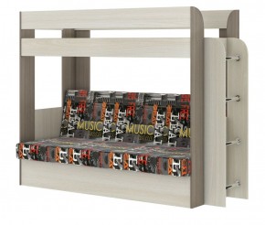 Кровать 2-х ярусная с диваном Карамель 75 (Музыка) Ясень шимо светлый/темный в Игриме - igrim.ok-mebel.com | фото