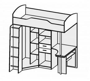 Кровать-чердак Бриз-1 УНИ (Ясень темный/светлый) в Игриме - igrim.ok-mebel.com | фото 2