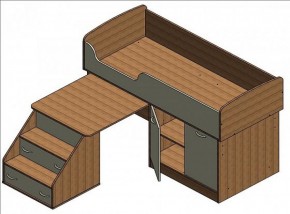 Кровать-чердак "Дюймовочка-2" Дуб молочный/орех в Игриме - igrim.ok-mebel.com | фото 2