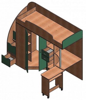 Кровать-чердак "Теремок-1 Гранд"  Дуб молочный/Венге в Игриме - igrim.ok-mebel.com | фото 3