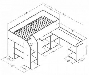 Кровать-чердак "Теремок-2" Дуб молочный в Игриме - igrim.ok-mebel.com | фото 3