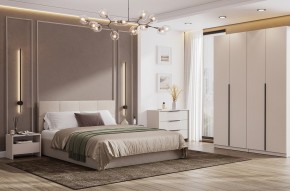 Кровать двойная №4 с основанием (Бежевый) в Игриме - igrim.ok-mebel.com | фото 3