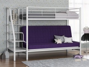 Кровать двухъярусная с диваном "Мадлен-3" (Белый/Фиолетовы) в Игриме - igrim.ok-mebel.com | фото