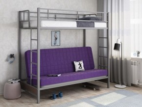 Кровать двухъярусная с диваном "Мадлен" (Серый/Фиолетовый) в Игриме - igrim.ok-mebel.com | фото