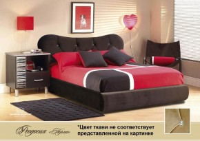 Кровать Феодосия 1600 со стразами в к/з "Классик 307 коричневый" серия Норма (+основание на опорах) в Игриме - igrim.ok-mebel.com | фото