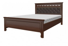 ГРАЦИЯ Кровать из массива 1600 (Орех/коричневая экокожа) в Игриме - igrim.ok-mebel.com | фото