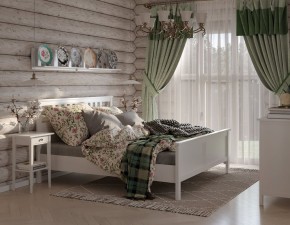 Кровать Кантри двухспальная 160х200, массив сосны, цвет белый в Игриме - igrim.ok-mebel.com | фото