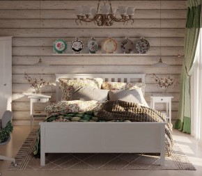 Кровать Кантри двухспальная 180х200, массив сосны, цвет белый в Игриме - igrim.ok-mebel.com | фото