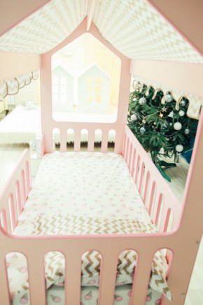 Кровать-домик без ящика 800*1600 (Розовый) в Игриме - igrim.ok-mebel.com | фото 3