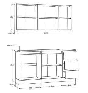 Кухня Хилтон 1.6 м (Белый текстурный/Дуб Вотан) в Игриме - igrim.ok-mebel.com | фото 3