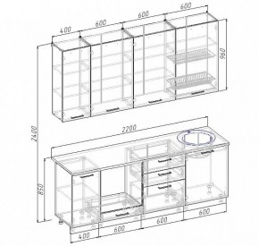 Кухонный гарнитур Антрацит 2200 (Стол. 26мм) в Игриме - igrim.ok-mebel.com | фото 3