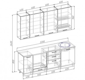 Кухонный гарнитур Капри 2200 h950 (Стол. 38мм) в Игриме - igrim.ok-mebel.com | фото 2