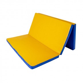 Мат гимнастический 1,5х1х0,08м в 3 сложения цв. синий-желтый в Игриме - igrim.ok-mebel.com | фото 1