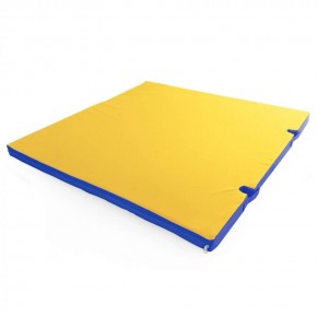 Мат гимнастический 1х1х0,08м с вырезом под стойки цв. синий-желтый в Игриме - igrim.ok-mebel.com | фото