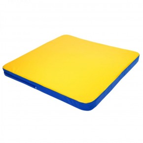 Мат гимнастический 1,36х1,36х0,08м складной закругленные углы цв. синий-желтый (для ДСК Игрунок) в Игриме - igrim.ok-mebel.com | фото