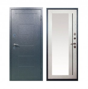 Металлическая дверь ТИТАН (МЕТАЛЛ-ПАНЕЛЬ) Зеркало/Букле графит + Штамп/Лиственница в Игриме - igrim.ok-mebel.com | фото