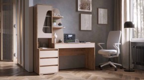 ПИФАГОР Стол компьютерный (дуб вотан/кашемир) в Игриме - igrim.ok-mebel.com | фото