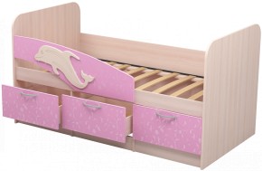 Кровать Дельфин 1,9 (Дуб молочный/фасад - Ламарти розовый) в Игриме - igrim.ok-mebel.com | фото